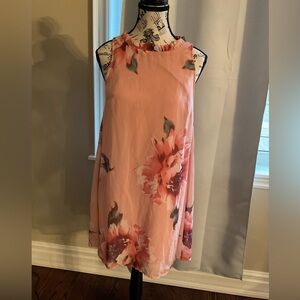 Pink Sleeveless Flowery Dress